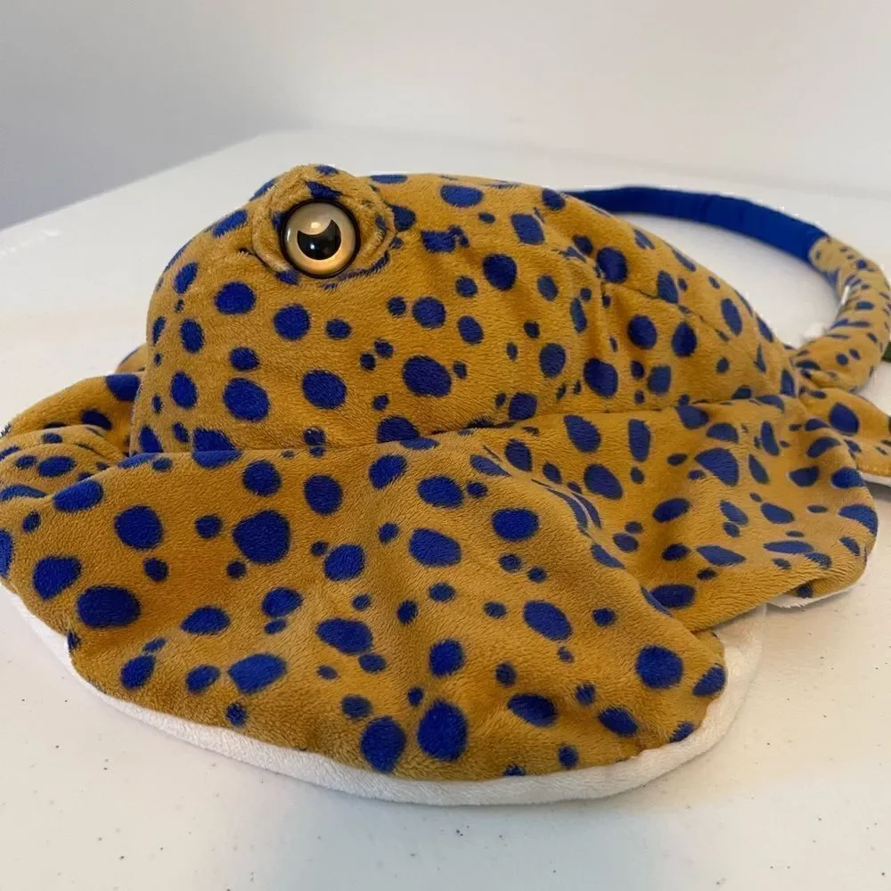 WILD REPUBLIC MANTA RAY STINGRAY Blue and Gold PLUSH STUFFED ANIMAL FISH TOY